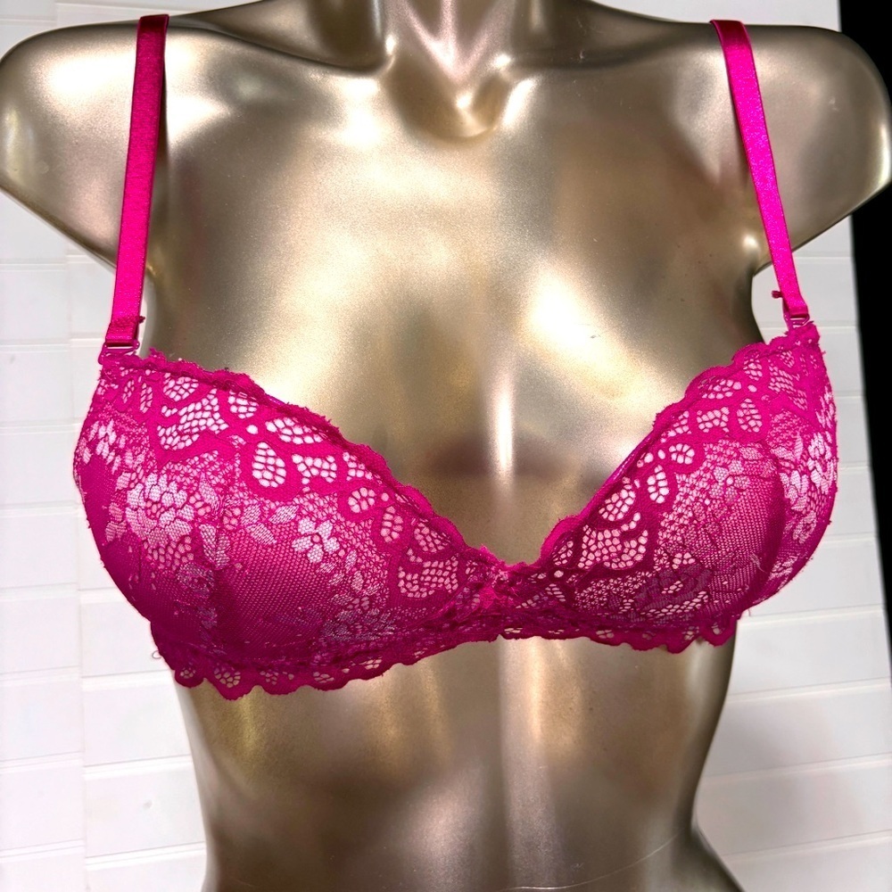 34A Sophie B Pink Lace Demi-Cup Bra